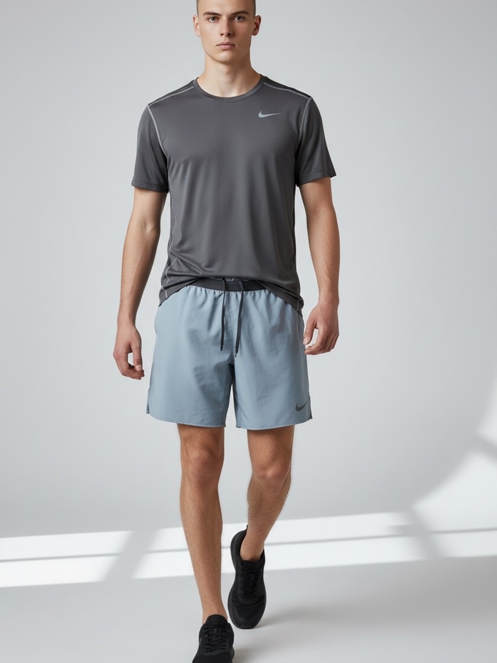 Nike Men's Black & Gray Athletic Training Shorts & Black Nike shirt